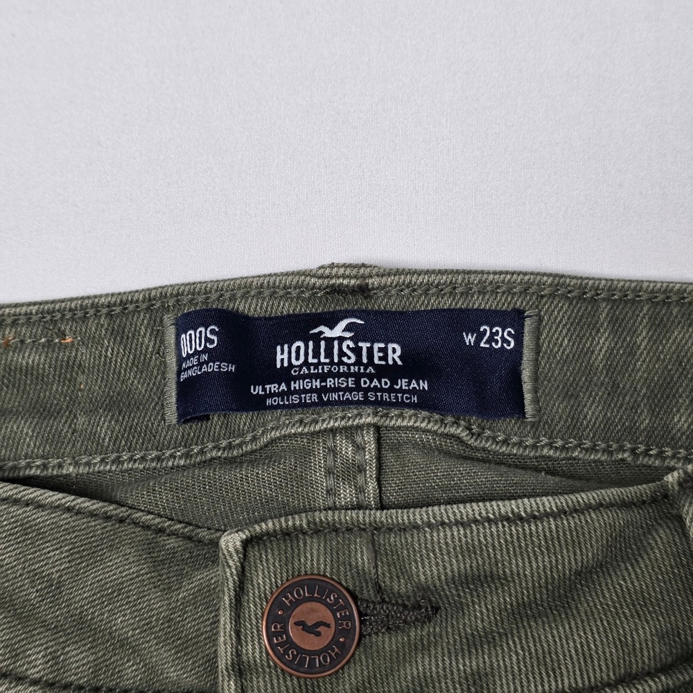Hollister Cargo Dad Jeans Women 23S Olive Green‎ Ultra High-Rise Vintage Stretch - Picture 7 of 13